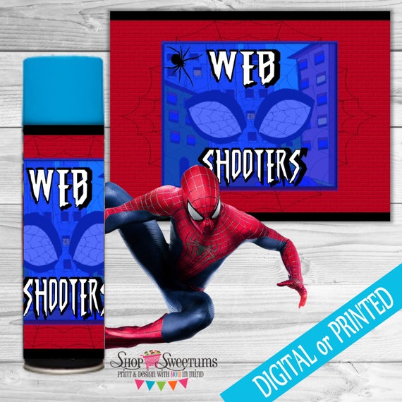 Spiderman Web Shooter silly string labels