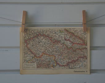 1938 Vintage Czechoslovakia Map