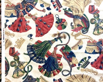 Tassel Fabric by Portfolio Textiles Red Blue Green Vintage Fabric