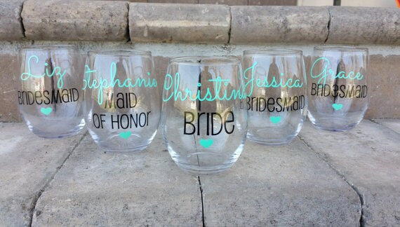 Bridesmaid gift Bridesmaid Wine Glasses Bachelorette Party Bridesmaid gift Bridesmaid Wine Glasses Bachelorette Party