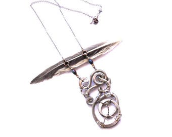 Chunky Spiral Pendant on Silver Chain Necklace (P2083)