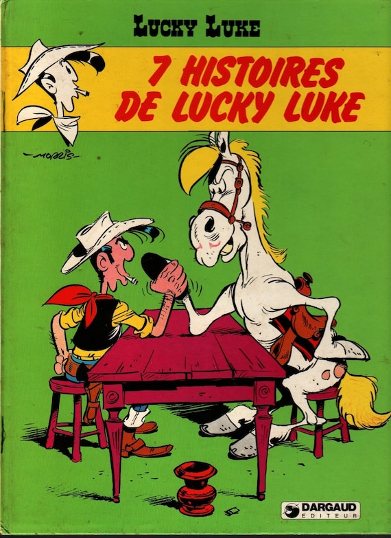 7 Histoires de Lucky Luke + Rene Goscinny + Morris + 1974 + Vintage Kids Book