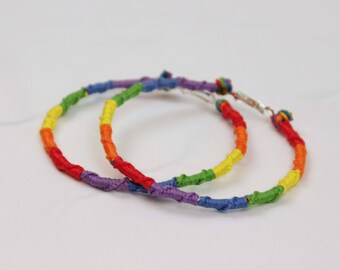 Rainbow Gay Lesbian Pride Hoop Earrings LGBT LGBTQ Jewelry