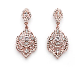 Rose Gold Vintage Chandelier Earrings, Rose Gold Chandelier Earrings, Vintage Chandelier Earrings, , Bridesmaid Earrings, Wedding, Bridal