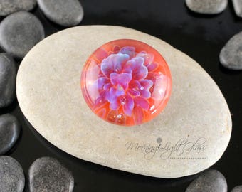 Hawaiian Flower Cabochon - Lampwork Glass - Jewelry Making Supply - 24mm