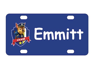 Kid's Paw Patrol Chase Personalized Mini License Plate-Bike Plate-Kid's Bedroom Door Sign