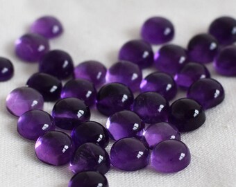 Grade AA Natural Amethyst Semi-precious Gemstone Round Cabochon - 3mm, 4mm, 5mm, 6mm, 7mm, 8mm, 10mm sizes