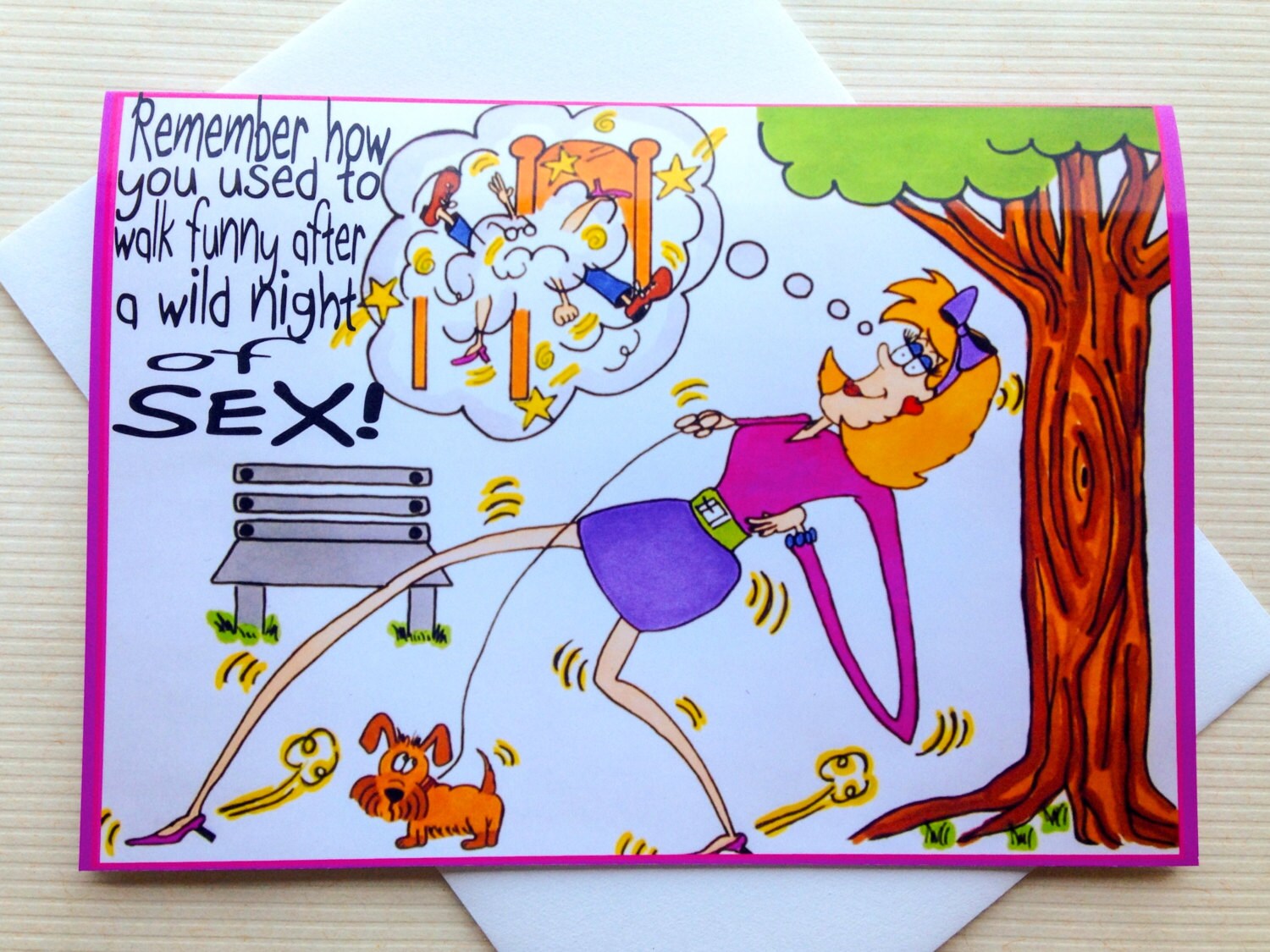 Funny Birthday Card Original Hand Drawn Cartoon Card Adult