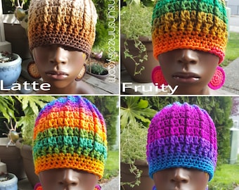 Divine Ombre Crochet Beanie Hat and Earrings