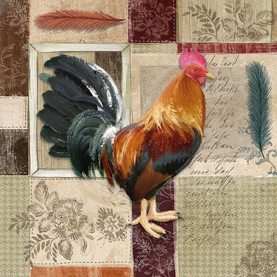 Rooster NAPKINS Rustic Napkins Rustic Rooster Napkins