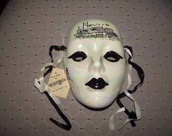 1980's Ceramic Mardi Gras Mask by Rose- El