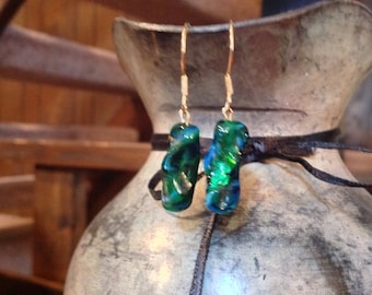 Green blue earthy dangle earrings