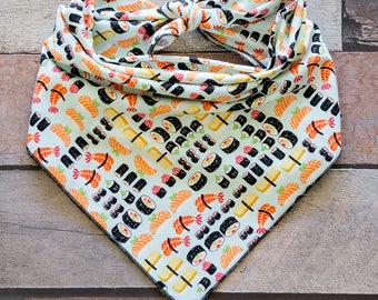 Sushi Dog Bandana, Sushi Bandana, Tie On Bandana