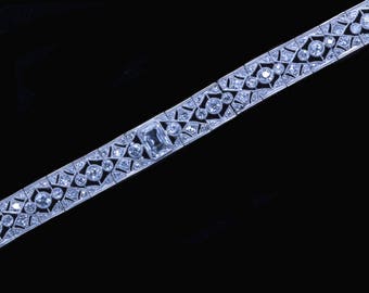 Antique Art Deco Bracelet 18k White Gold Diamonds Excellent Quality (6494)