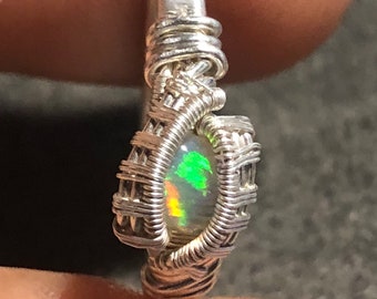 Opal Ring - Sterling & Fine Silver - Size 5.5
