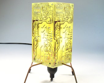 Copper Light, Circuit Board Light, PCB Table Lamp, Geek Light, Christmas Gift, Unique Light, Recycled Circuit Board, Recycled Table Lamp