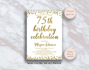 75th birthday invite | Etsy