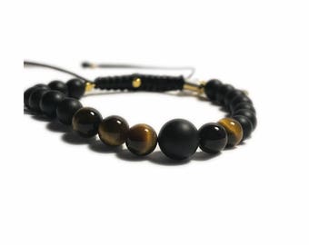 Tiger Eye Onyx charm bracelet
