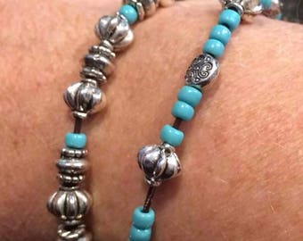 Leather and Bead Bracelet