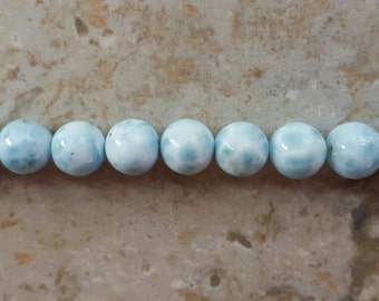 Genuine Larimar, 12mm Round, A Grade, Choose Your Length, Dominican Larimar