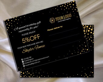 LLR kit,Custom Birthday Card, Dot gold, black, LLR Marketing kit, Branding, Marketing for Consultant | MKBI_13