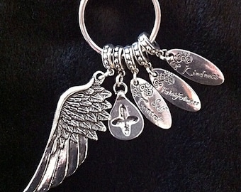 Inspirational Keychain, Christian Keychain, Cowgirl Keychain, Angel Wing Pendant