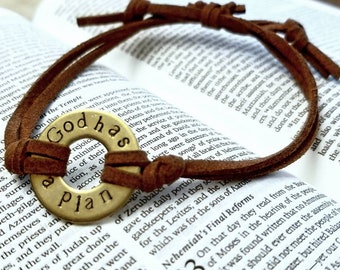 Custom washer bracelet-washer bracelet-mens bracelet-unisex bracelet-hand stamped-brass-aluminum-faux suede-gift for him-fathers day