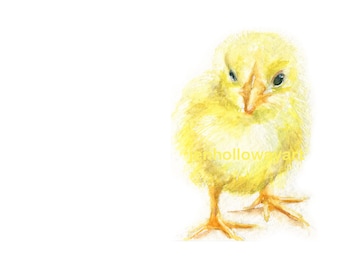 Watercolor Chick, Baby Chick Print, Yellow Chick Print, Farm Animal Print, Animal Art
