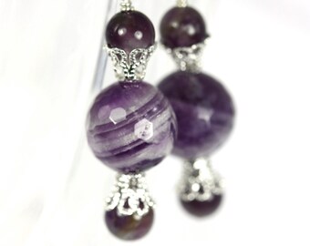 Natural Amethyst earrings, Amethyst earrings, Purple earrings, Natural Gemstone earrings, handmade Amethyst earrings,