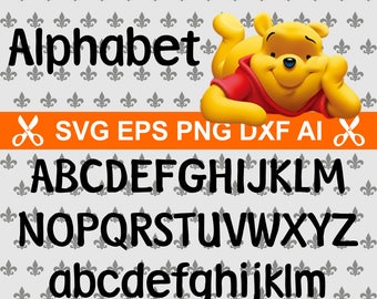 winnie the pooh svg, winnie the pooh alphabet, svg files for cricut, silhouette files