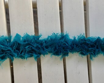 Wrights Fabric Trim in teal, 2 in. width, sold by the yard, for scrapbooking, card making, sewing, fabric arts, mixed media
