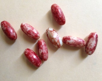 8 Vintage glass terra cotta and white Picasso beads