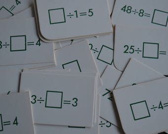 Vintage Division Miniature Math Flash Cards - Lot of 20
