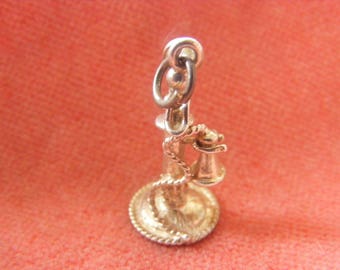 H) Vintage Sterling Silver Charm Old Fashioned Telephone