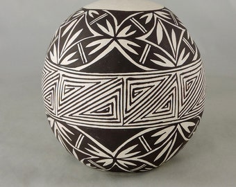 Vintage Black and White Acoma Pottery by Virgie Garcia