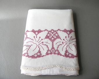 Vintage Embroidered Pillowcases, Cross Stitch