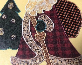 APRILSALE Vintage 1995 Walkabout Santa Country Borders What's Now, 73104 iron on Fabric Appliqué Kit