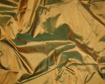 dupioni silk fabric - green mustard silk fat quarter sld134