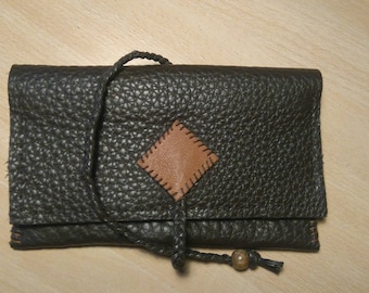 Brown cow leather tobacco pouch