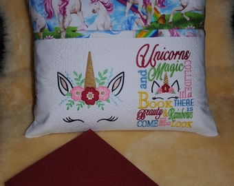 Rainbow Unicorn Storybook Reading Pillow