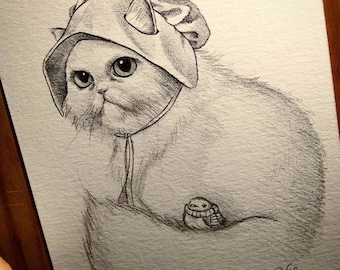 Robin Cat best friends. Original Artwork. Raul Guerra