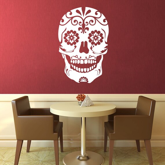 Large Sugar Candy Skull Tribal Wall Art Decal Mural Sticker