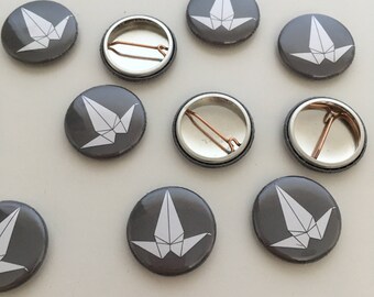 Origami Peace Crane 1 inch Badge