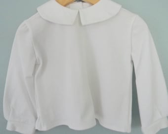 Peter Pan Collar Boys Long Sleeved KNIT Shirt- Sizes 3 months-6 Ready to Ship