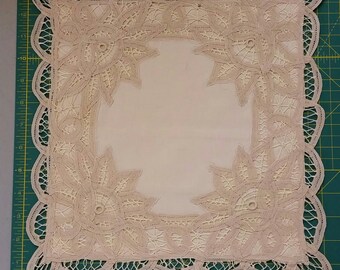 Battenburg lace pillow cover.