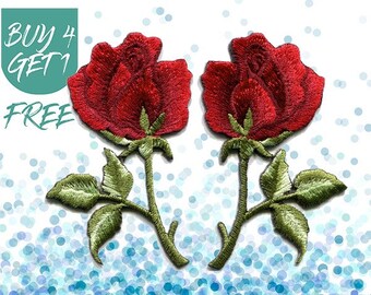 Flower Patches Red Rose Patch Iron On Patch Embroidered Patch Love Romantic