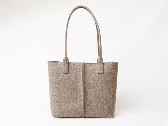 Wool Felt TOTE BAG / grey tote bag / grey bag / womens bag / felt shoulder bag / carry all bag / made in Italy
