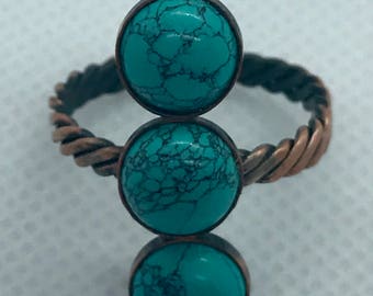 Turquoise & Copper Ring size 8.75