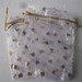 glitter x 5 white organza gift bags/pouch / Golden Heart 12 x 10 cm