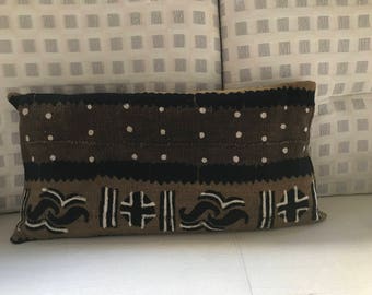 tribal Brown and ochre Bogolan Cushion cover